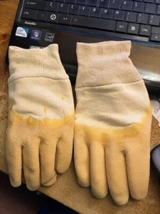 24 Pairs 2 dozen of Medium Gloves Yellow Coated Cloth Work Gloves size 10 - Picture 1 of 2