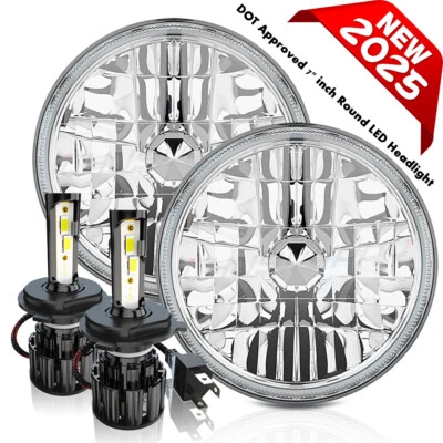 Par de faros LED redondos DRL de 7" pulgadas para Buick Skylark 1975-1979 haz alto bajo Foto 1 de 4