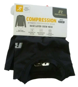 Boys New Russell Small 6/7 Black Base layer Compression underwear Shirt - Picture 1 of 1
