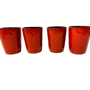 4er Set Frankoma 5LC Orange Glasiert Becher Gläser 3,5" Cappuccino | Tee | Bohemian - Bild 1 von 7