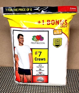 NEW Men's XL 46-48" FRUIT OF THE LOOM Eversoft Crew Neck T-Shirts 7 PACK White - Picture 1 of 5