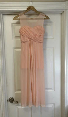 Vestido Mameluco David’s Bridal Illusion Cuello Junior Dama de Honor Talla 12 Bellini Nuevo con Etiquetas Foto 1 de 4