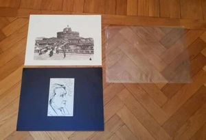 Litografia Castel Sant' Angelo 1890 con disegno dedica di Georges de Canino 1988 - Imagen 1 de 4