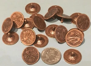 LOT OF 20 FINDINGS FOR CRAFTS, CLOTHING, REPLICA OF 20c COIN COPPER COLORED - Picture 1 of 3