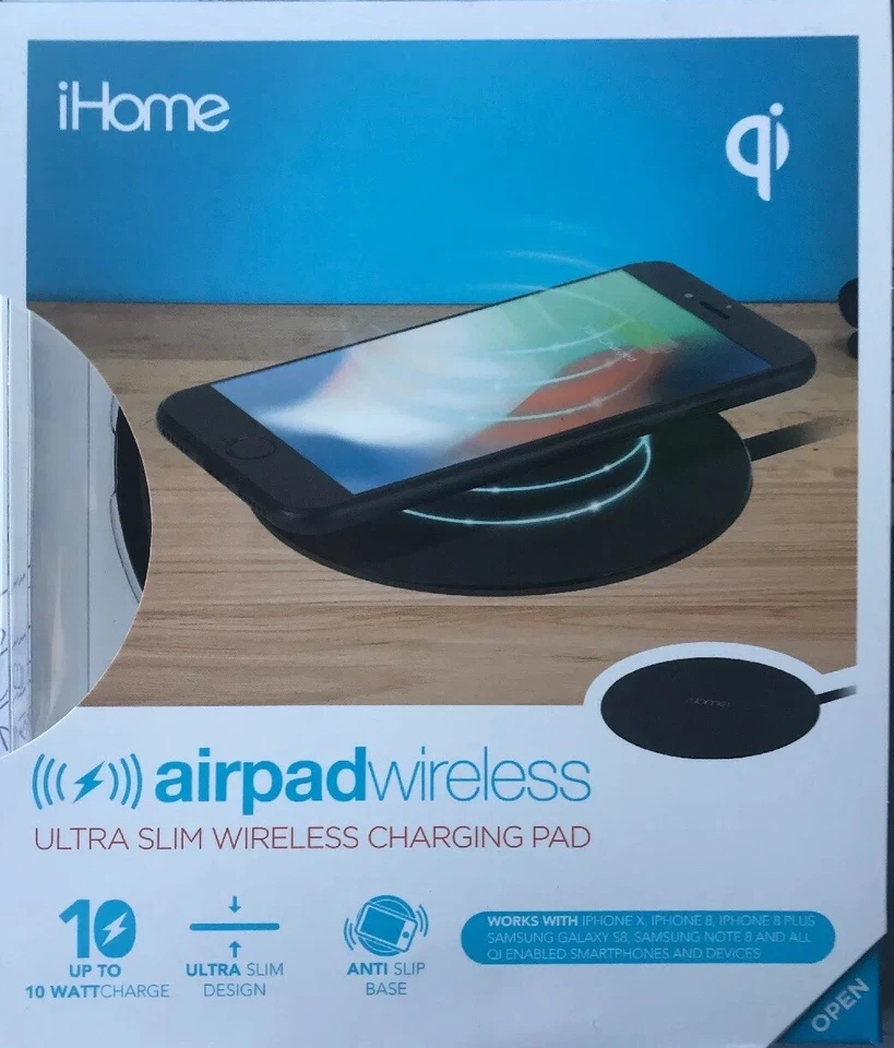 iHome Ultra Slim Wireless Charging Pad in Black