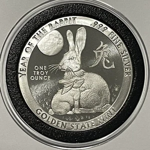 Chinese Year of the Rabbit Zodiac Sign Coin 1 Troy Oz .999 Fine Silver Round 999 - Picture 1 of 14
