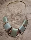 Pale Blue And Silver Tone Statement Necklace