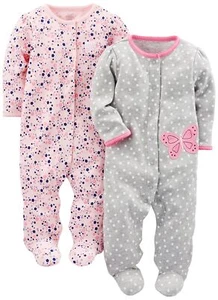 Simple Joys by Carter's Baby Girls' 2-Pack Cotton Snap Footed Sleep & Play - Picture 1 of 4