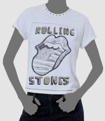 Alice + Olivia Jeans Women's White Embellished Roll Cuff Berk Top Size XS/S - Image 1 of 4