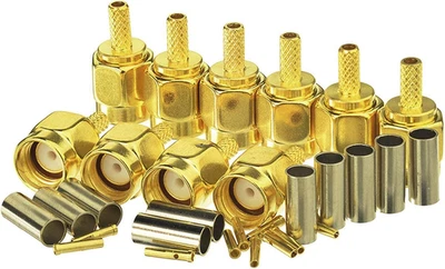 10Pcs RP-SMA Male RF Crimp Connector 50Ohms Gold-Plated for RG316 RG174 Cable - Image 1 of 4