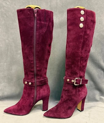 NUEVO WHITE HOUSE BLACK MARKET VINO GAMUZA MILITAR BOTAS TACÓN ALTO TALLA 6 Foto 1 de 4