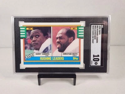 1990 Topps #28 Rushing Leaders Barry Sanders SGC Gem Mint 10 HOF Lions LOW POP - Image 1 of 4