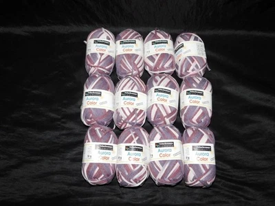 Schachenmayr Nomotta Purple Aurora Color Yarn Lot 12 Skeins Cotton Blend Ribbon - Image 1 of 4