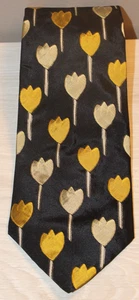 BOSS HUGO BOSS HERRENKRAWATTE SCHWARZ MIT TULPEN AUS 100 % SEIDE HERGESTELLT IN ITALIEN - Bild 1 von 2