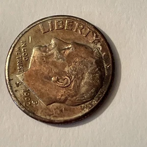 1992 P Roosevelt Dime Manca Strato Parziale Rivestito Sopra Errore BELLE Condizioni!!! - Foto 1 di 24