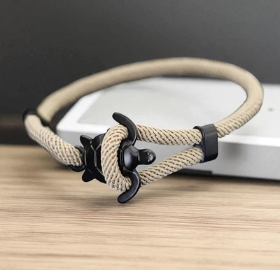 Sea Turtle Milan Cord Nylon Rope Wrap Bracelet for Men Women Adjustable Khaki - Image 1 of 3