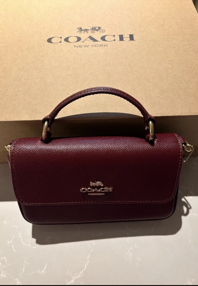 Coach 91677 Signature Coated Canvas and Leather Shoulder Bag in Brown Mini Poch