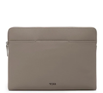 NEW Tumi Georgica MILINIA 13.5” Leather Zippered Laptop Sleeve Bag - TAUPE - Image 1 of 4