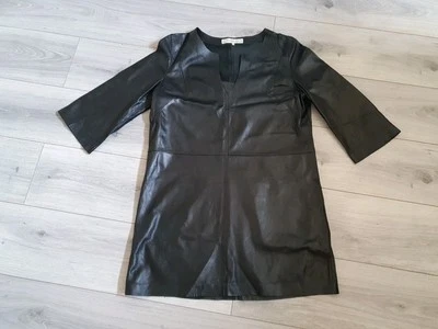 Gérard Darel Black Genuine Real Leather Shift Dress Size 42/14 Worn Once - Image 1 of 4
