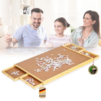 FLOORDIREKT Puzzletisch Kompakte Puzzle-Unterlage mit Schubladen aus Bambus & MDF Yukon