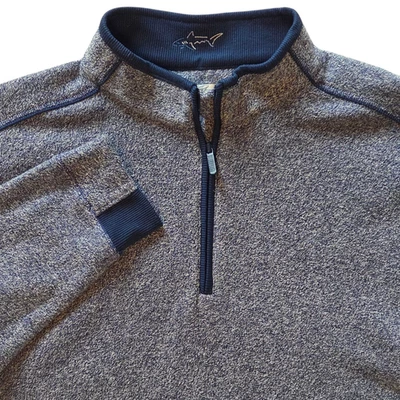 Greg Norman Quarter Zip Fleece Pullover, mock neck, soft lining, blue sz Large - Image 1 of 4