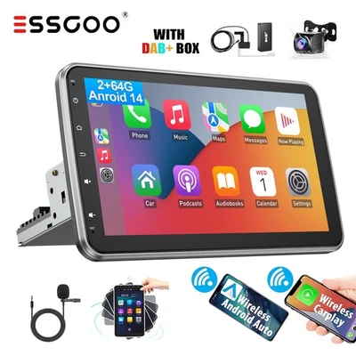 1 DIN Radio de Coche DAB+ Android 14 CarPlay 2+64G Pantalla giratoria GPS NAVI - Imagen 1 de 4