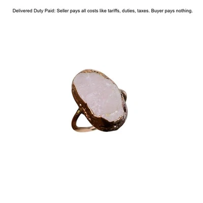 Oferta de Navidad Cuarzo Rosa Natural Áspero Multi Piedra Anillo Electroformado Cobre Foto 1 de 4