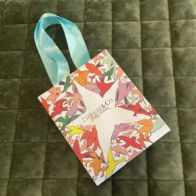 Tiffany & Co Empty Gift Bag Small White Multicolor Star 5" x 6" x 3” Andy Warhol - Image 1 of 2