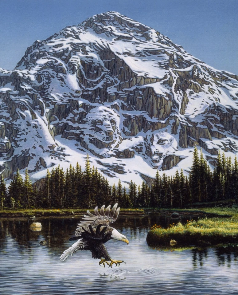 Mountain Majesty Eagle Fabric 35.5"X44" Panel Animals Mountains Cotton David - Image 1 of 1