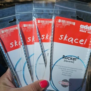 Addi Skacel Rocket Squared 24"EasyKnit ago circolare per maglieria lotto US 7 8 9 10  - Foto 1 di 4