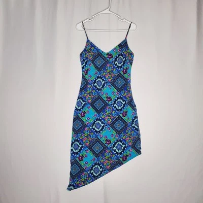 Rampage Slip Sheath Dress 5 Jr Asymmetric Patchwork Floral Fairycore 90s Y2K - Image 1 of 4