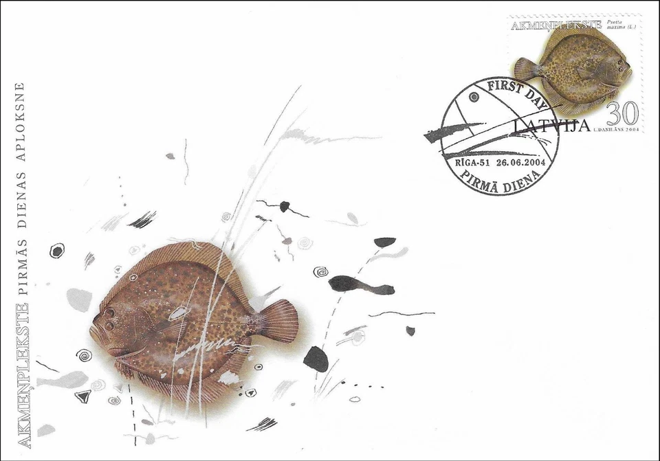 Fishing Scophthalmus Maximus Turbot Psetta Maxima Baltic Sea Latvia FDC 2004 - Image 1 of 1