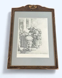 Rembrandt Etching Print “Beggars Receiving Alms” Printed at Rembrandt House 2005 - Picture 1 of 6