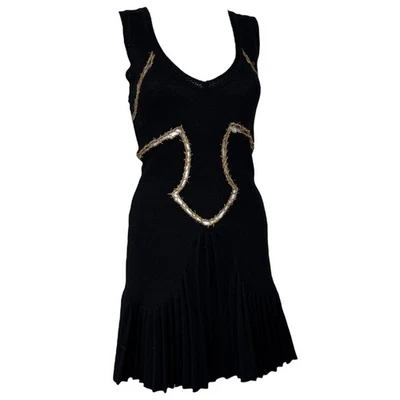 Mini Vestido Suéter Just Cavalli Roberto Cavalli Tejido Negro y Dorado Foto 1 de 4