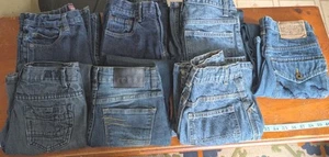 Boy Denim Jeans Lot Of 7 Blue 10-12 Everyday Casual Play School Wear Zipup - Picture 1 of 17