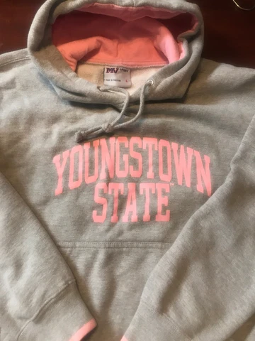 YOUNGSTOWN STATE UNIVERSITY Hooded Sweatshirt By MV SPORT Juniors Large Grey Cover