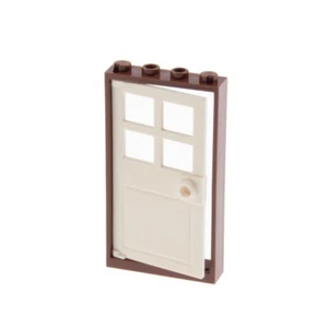 1x Lego Door Frame 1x4x6 Red Brown Door Leaf White House Window 60623 60596 - Picture 1 of 2