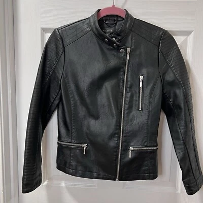 Chaqueta de moto acolchada halógena de cuero sintético talla XSmall Petite Foto 1 de 4