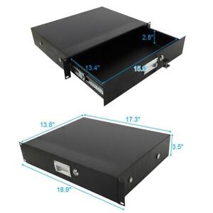 Rack Case 19" Steel Plate DJ Drawer Equipment Cabinet with Key 2U