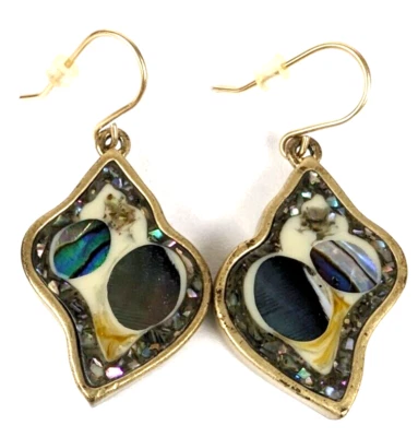 PENDIENTES abstractos colgantes perforados con incrustaciones de concha de abulón Kenneth Cole Foto 1 de 4