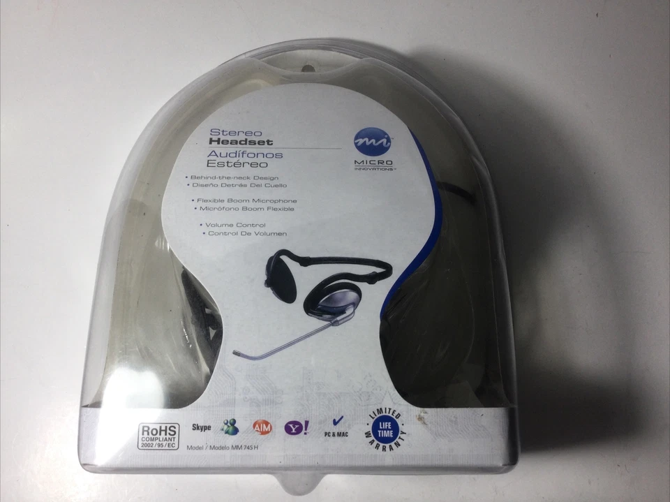 Micro Innovations Behind Neck Multimedia Wired Headset MM 745 H NEW in case - Image 1 of 4