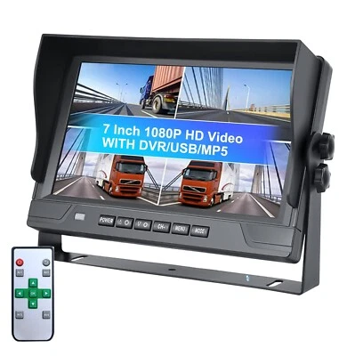 7" IPS Quad Monitor DVR SD Recorder with USB MP5 MP3 12-36v For Truck Trailer Rv - Image 1 of 4