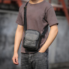 Leather Zipper Men's Shoulder Bag Cowhide Casual Fashion Satchel Retro Small Bag