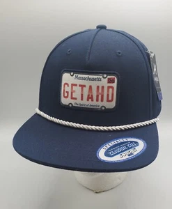 NEW MASSACHUSETTS License Plate Hat  AHEAD USA Classic Cut Hat Cap Blue Snapback - Picture 1 of 15