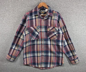 CAT Caterpillar Vintage Men's Multicolour Plaid Thick Work Button Over Shirt M - Picture 1 of 14
