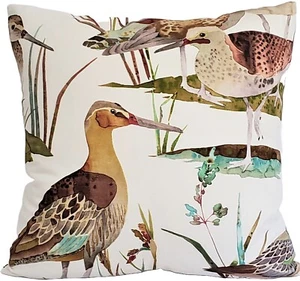 Coastal Marsh Birds Decorative Throw Pillow Cover 18"x18" - Picture 1 of 6