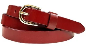 Women's Skinny Belts 100% One Piece Full Grain Genuine Leather Belt 3/4" wide - Picture 1 of 12