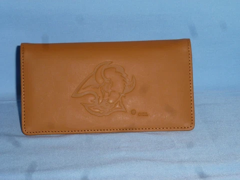 BUFFALO SABRES   Leather Checkbook   NEW   tan+    vintage logo Cover
