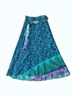 2 Layer Silk Saree Skirt Printed Silk Wrap Skirt Boho Women Formal Dress Indian