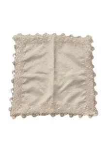 Elegant Lace-Trimmed Square Pillowcase and Matching Decorative Doily - Picture 1 of 6
